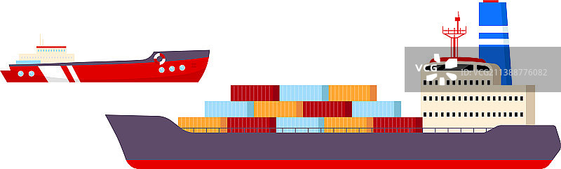 货船扁平风格对象工业元素图片素材