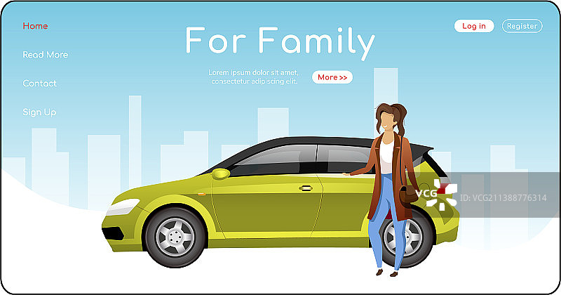 家庭登录页面扁平配色模板图片素材