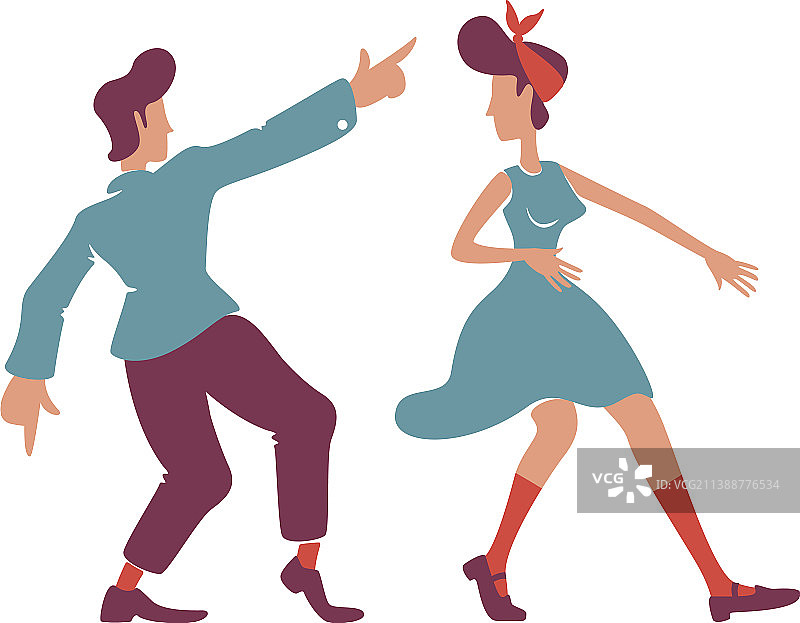 复古风情侣扁平风格插画图片素材