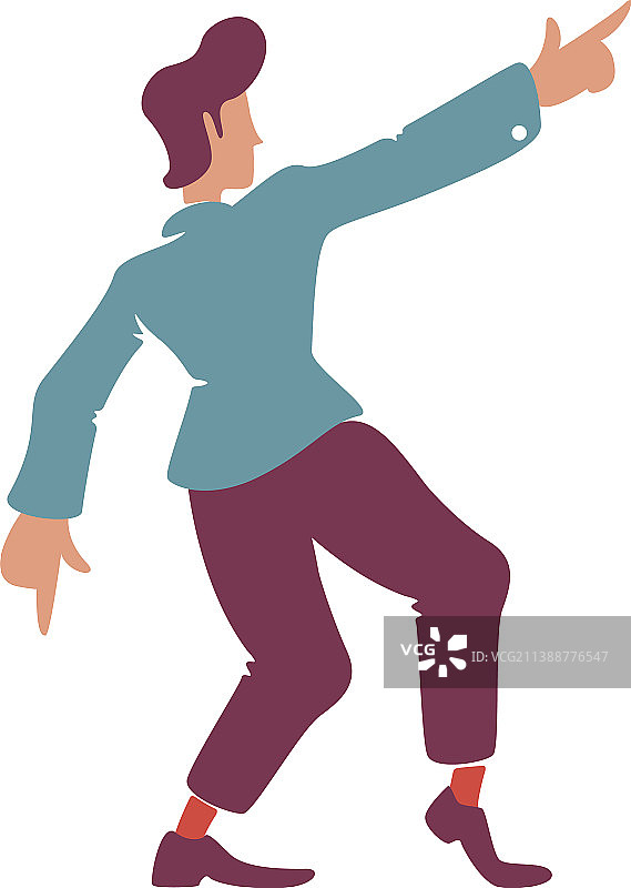 时尚复古男士举手扁平色设计图片素材