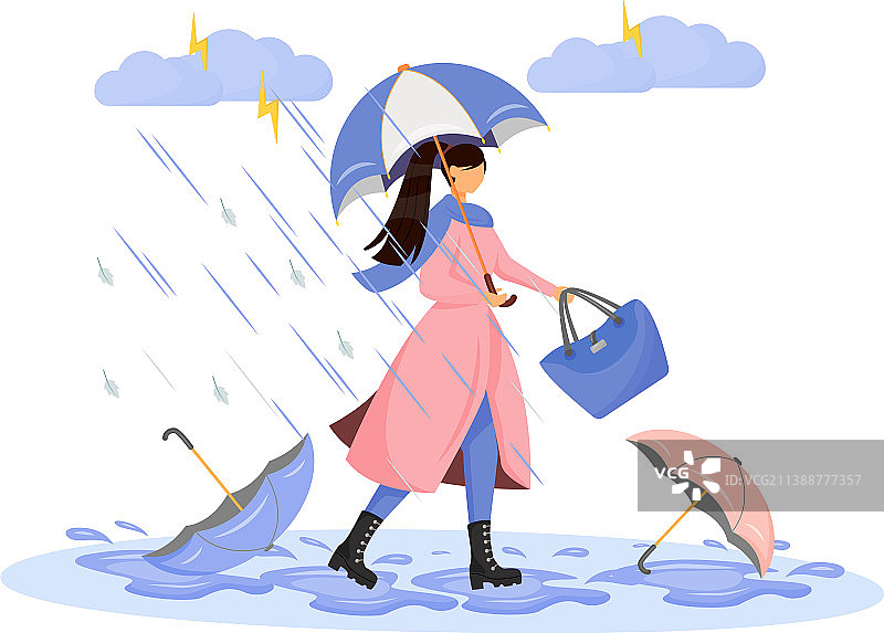 暴雨彩色无脸人物图片素材
