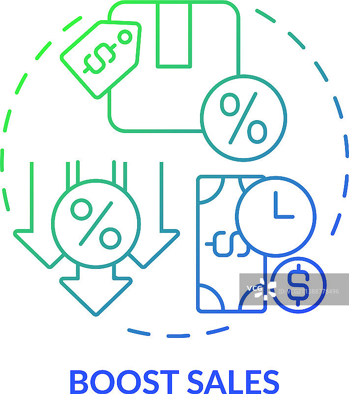 促进销售绿色蓝色渐变概念图标图片素材