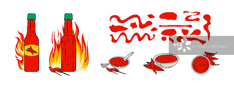 手绘热酱套装设计图片素材