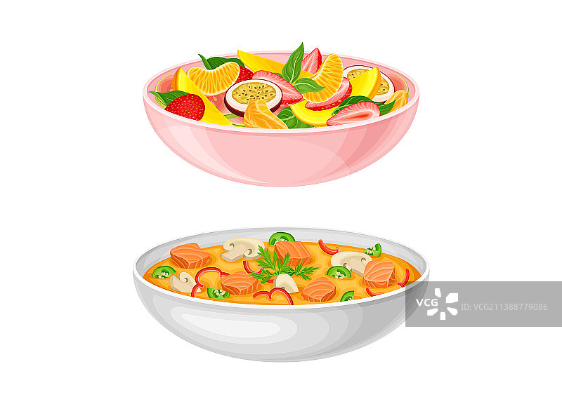 盛在盘子里的一组营养美味菜肴图片素材