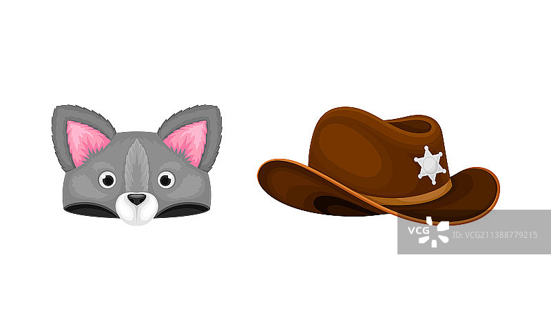 狂欢节头饰套装：牛仔帽和猫图片素材