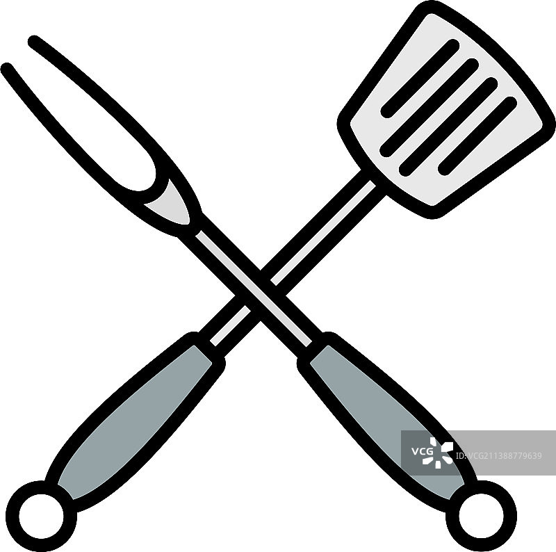 交叉的煎炸铲和叉子图标图片素材