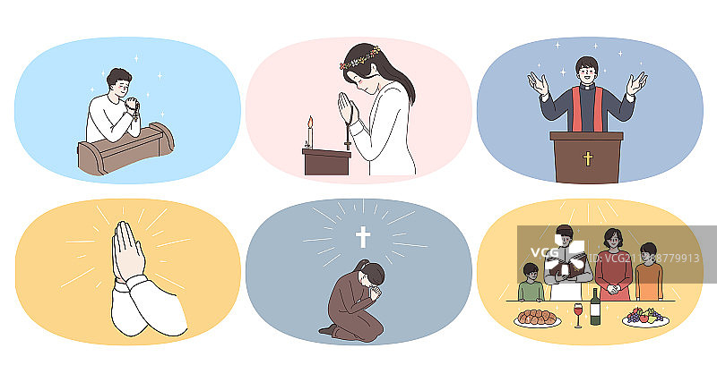 祈祷的宗教群众图片素材