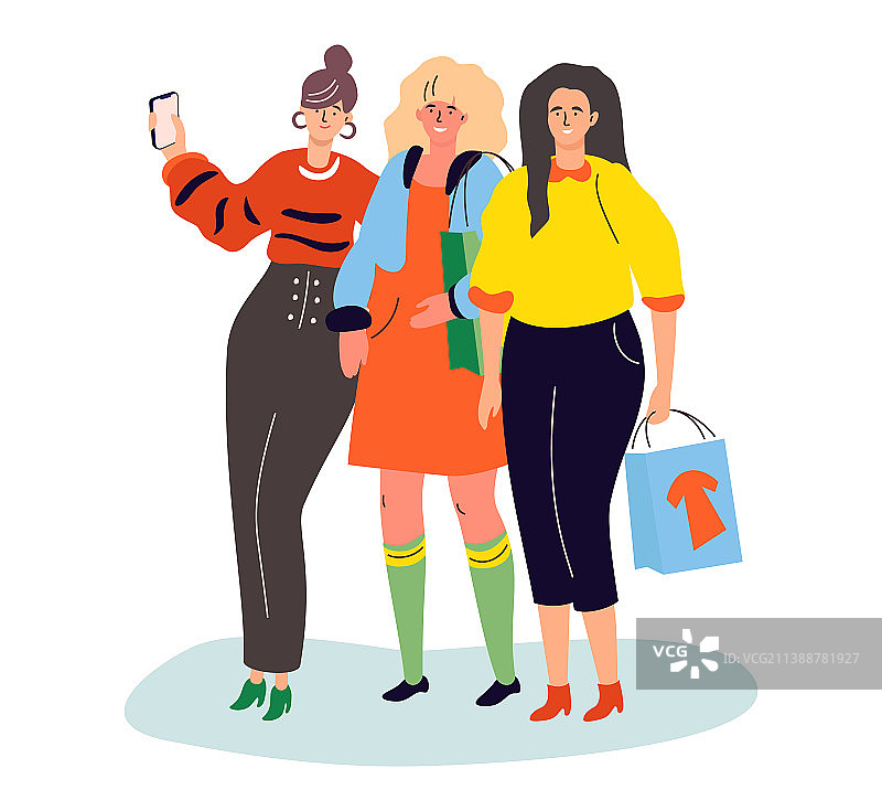 与朋友同行 - 现代彩色扁平设计图片素材