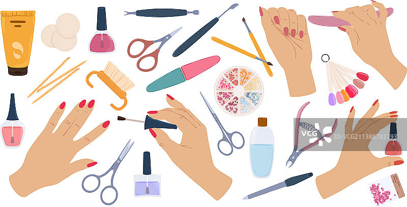 涂有指甲油的纤细女性手图片素材