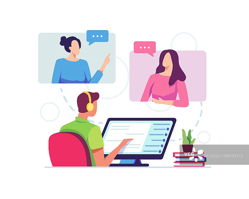 隔离期间的虚拟通信图片素材