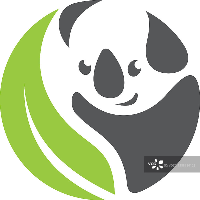 熊猫Logo设计，带叶子图标图片素材