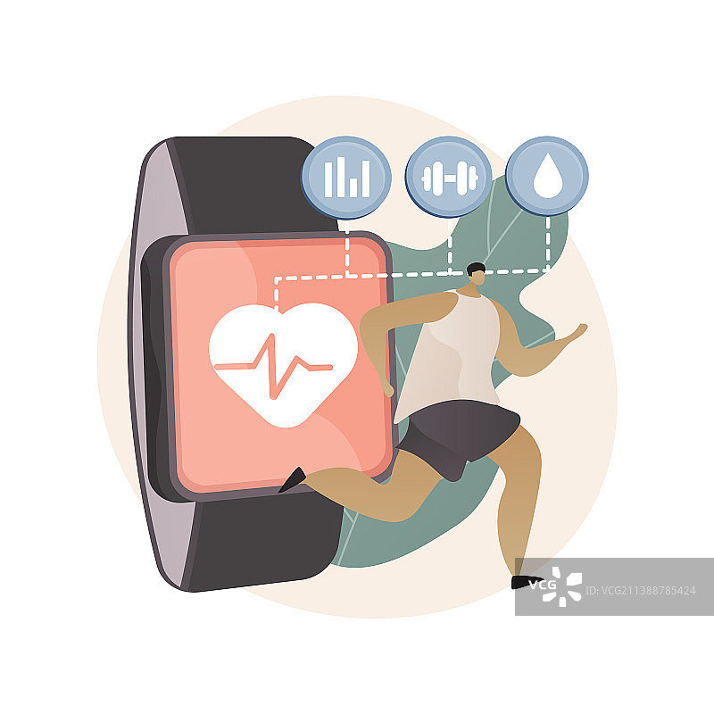 医疗健康追踪器、可穿戴设备和传感器抽象概念图片素材