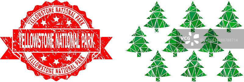 黄石国家公园橡胶印章和冷杉图片素材