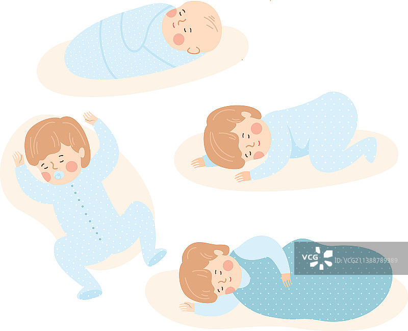 0-12个月的婴儿睡姿图片素材