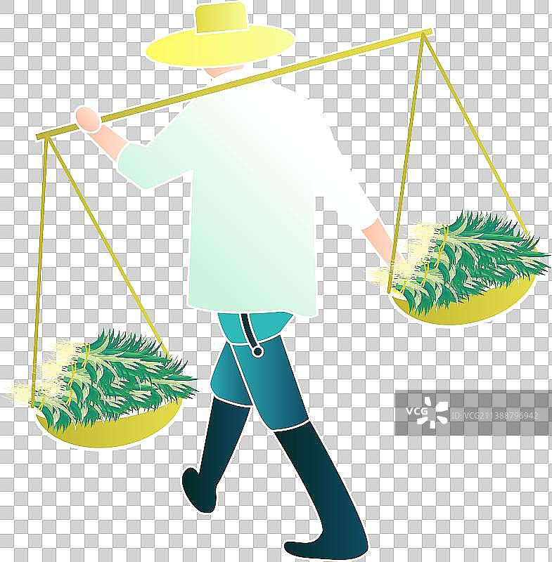 抬秧苗的人图片素材