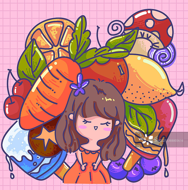 萌漫插画01图片素材