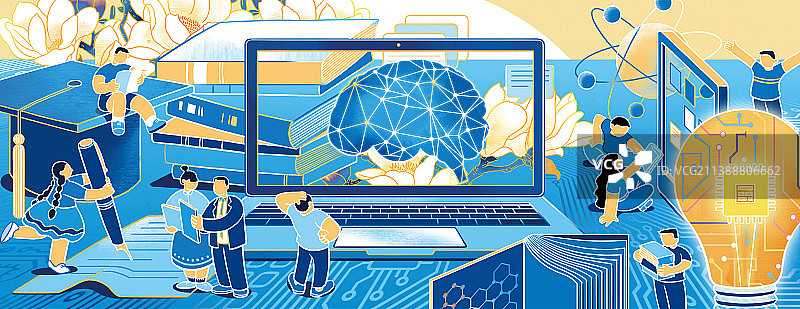 在新的全球科技革命背景下，人工智能,大数据和互联网可能引发突破性的社会变革，中国必须继续发展科学技术，加大对教育和人才的投入图片素材