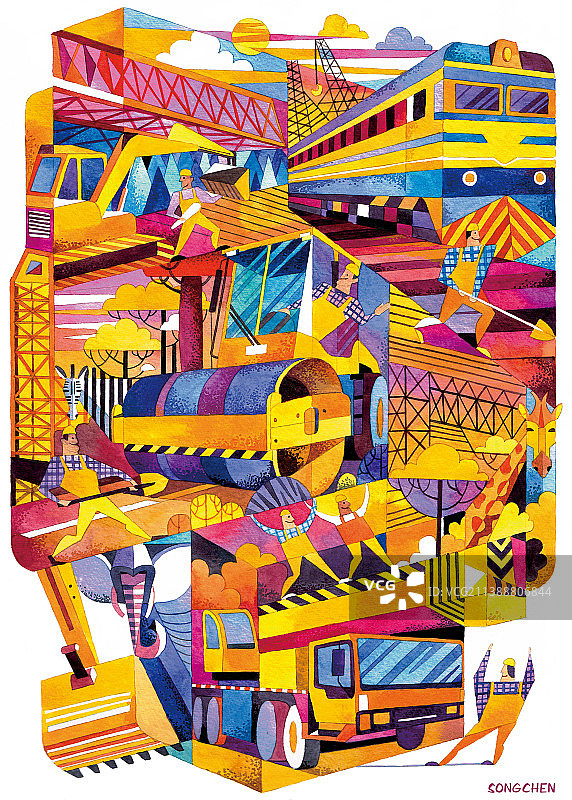 中非之间基础建设方面合作图片素材