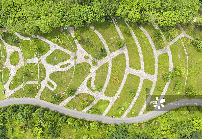 重庆渝北云霄路公园绿地航拍风景图片素材