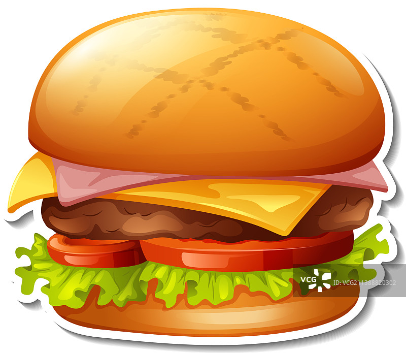 白色背景上的肉和奶酪汉堡图片素材