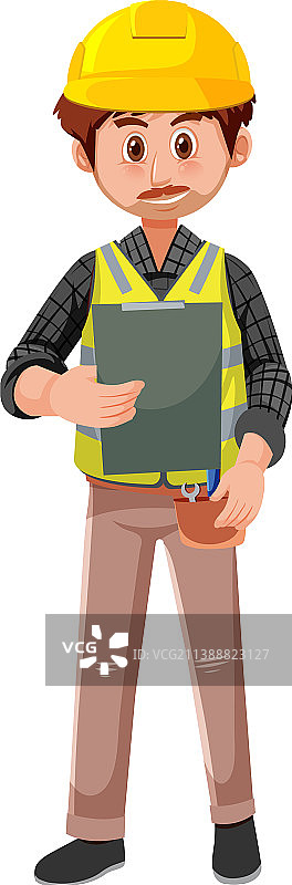 白色背景上的承包商职业卡通人物图片素材