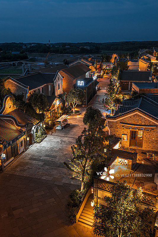 莫愁女故乡，湖北民俗民艺第一村，钟祥市莫愁村夜景图片素材