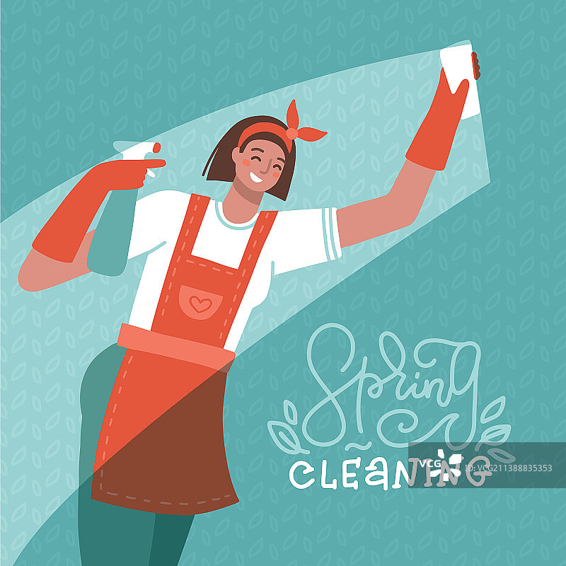 带有字母和女性的春季清洁banner图片素材