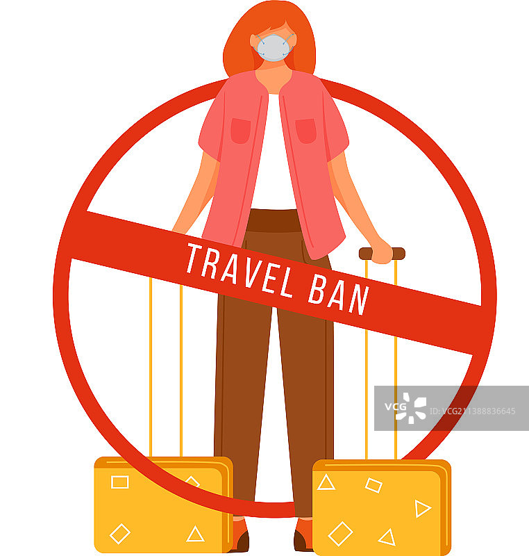 面无表情的女性旅行禁令图片素材