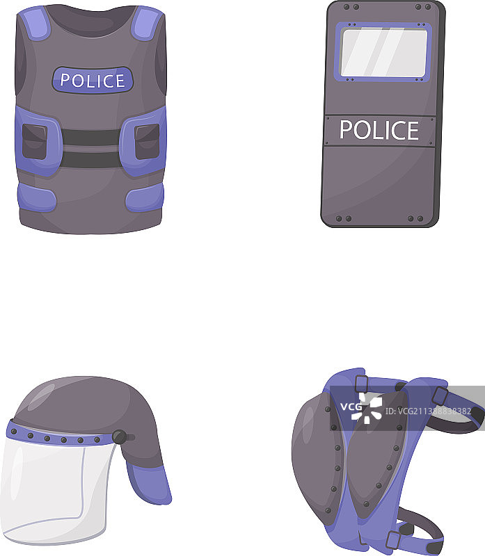 警察个人防护装备扁平风格图片素材