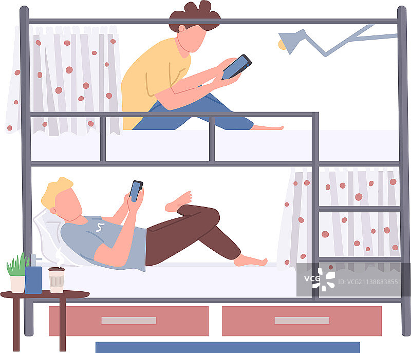 室友朋友扁平彩色无面人物图片素材