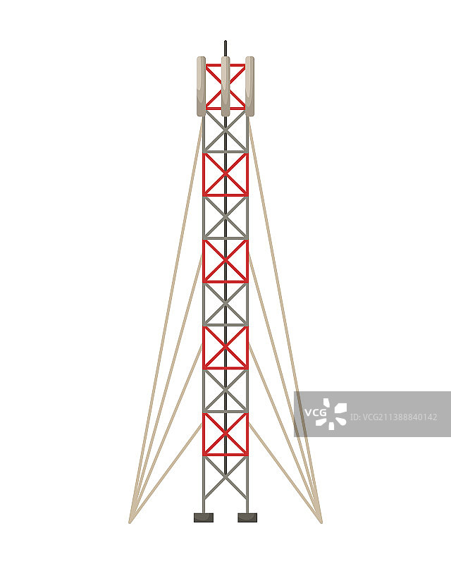 带有拉线的5G蜂窝通信塔图片素材