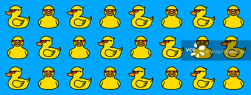 戴心形图案像素太阳镜的黄色鸭子图片素材