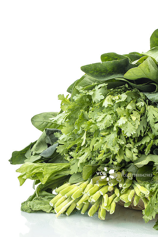 新鲜的各种绿叶蔬菜特写图片素材