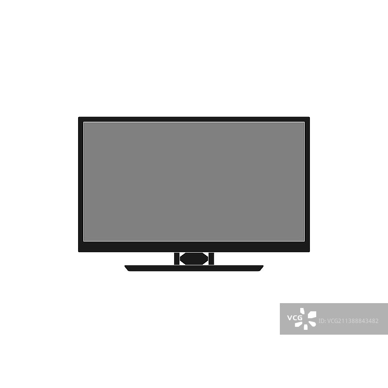 现代电视黑色图标，白色背景图片素材