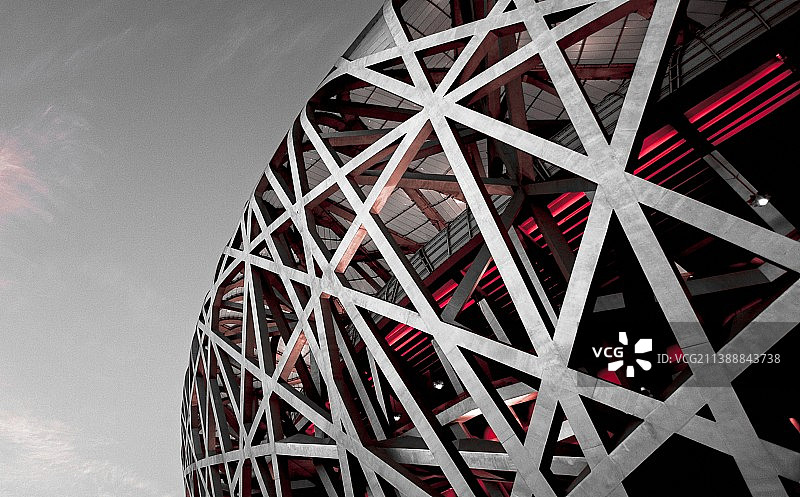 北京鸟巢的建筑表面结构局部图片素材