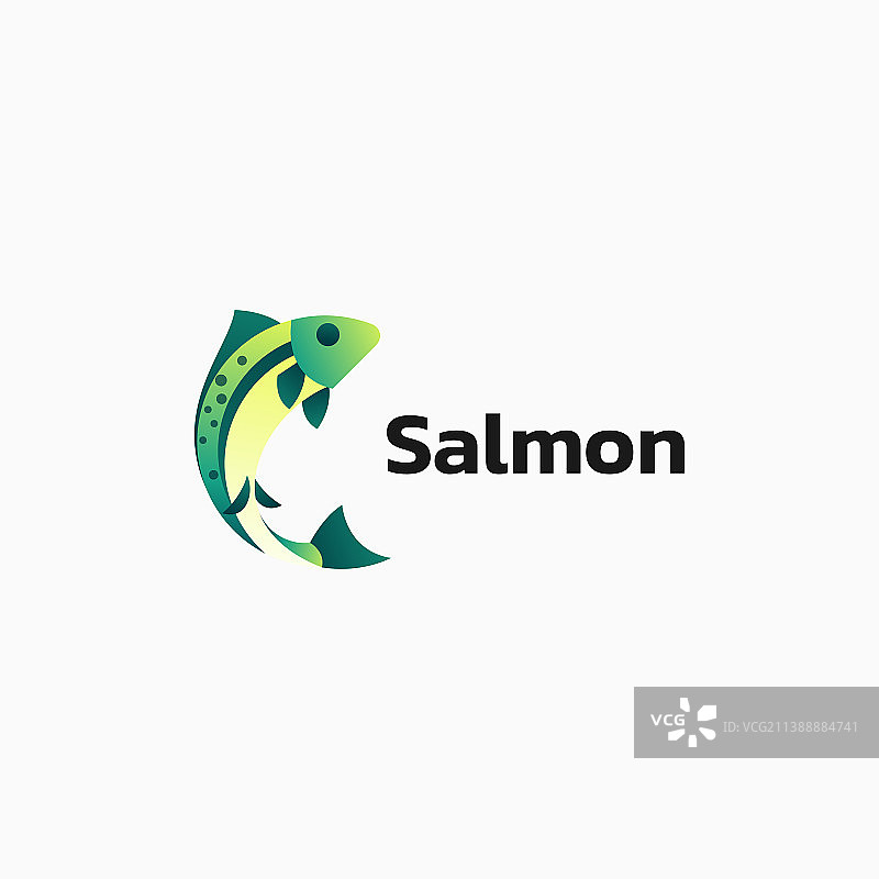 三文鱼渐变彩色风格标志图片素材