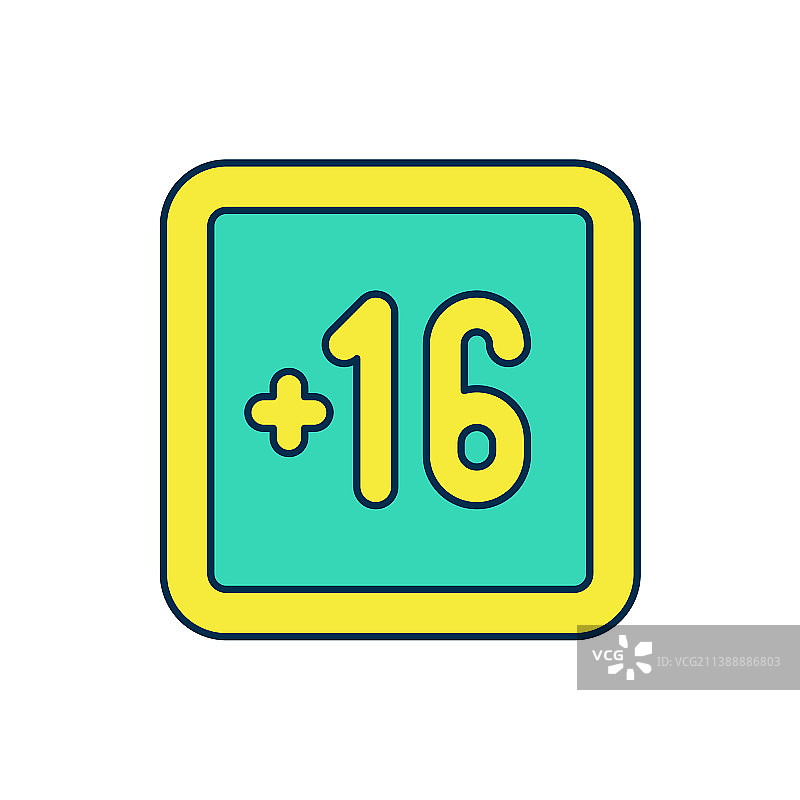 +16电影轮廓图标，已填充图片素材