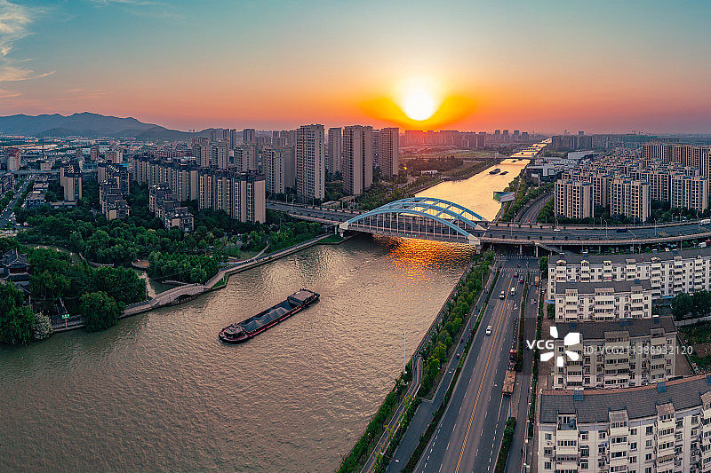 京杭大运河苏州高新区浒墅关段风光图片素材