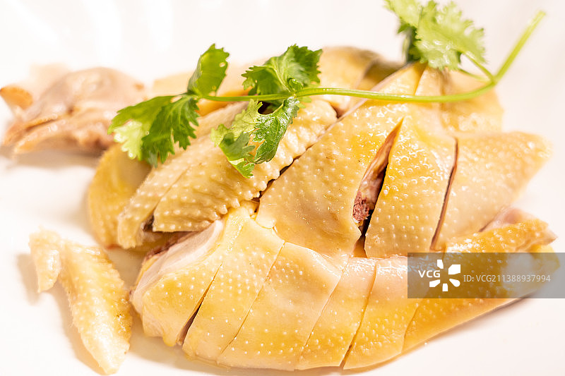 广东传统家常菜姜葱白切鸡图片素材