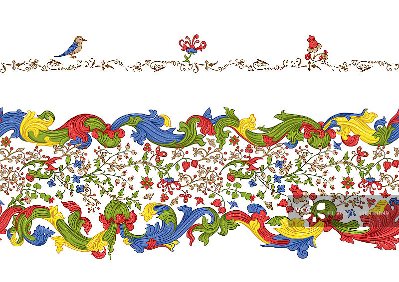 中世纪手稿花卉图案图片素材