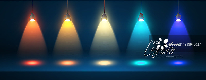 彩色聚光灯和空场景灯光效果图片素材