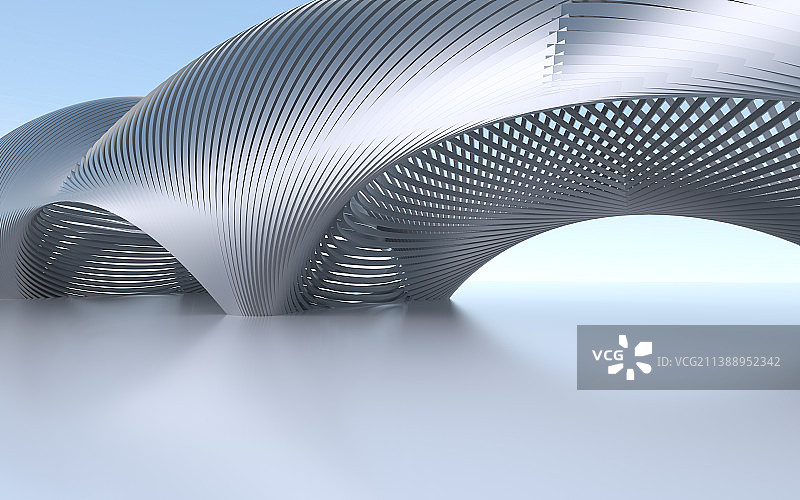 三维渲染几何形状抽象建筑与广场平台图片素材