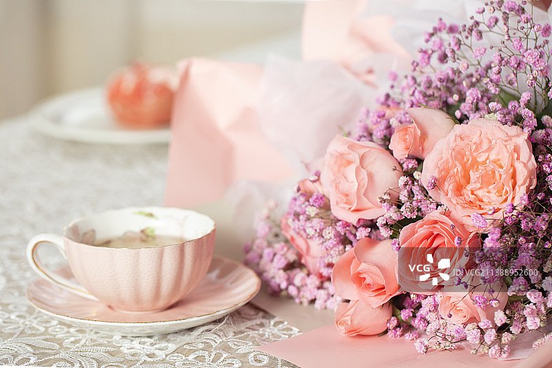 鲜花与下午茶图片素材