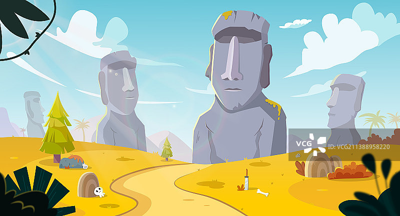 古迹探险场景插画图片素材