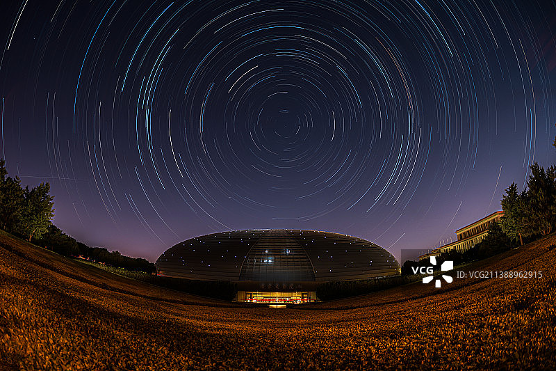 繁星大剧院——国家大剧院星轨图片素材