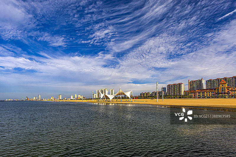 烟台黄渤海新区金沙滩景色图片素材