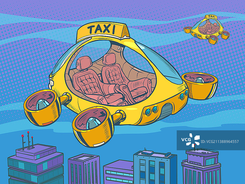 无人驾驶空中出租车城市交通图片素材