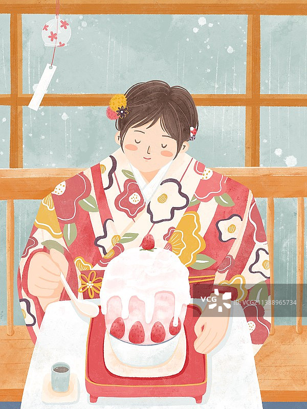 夏日吃冰激凌女孩2图片素材