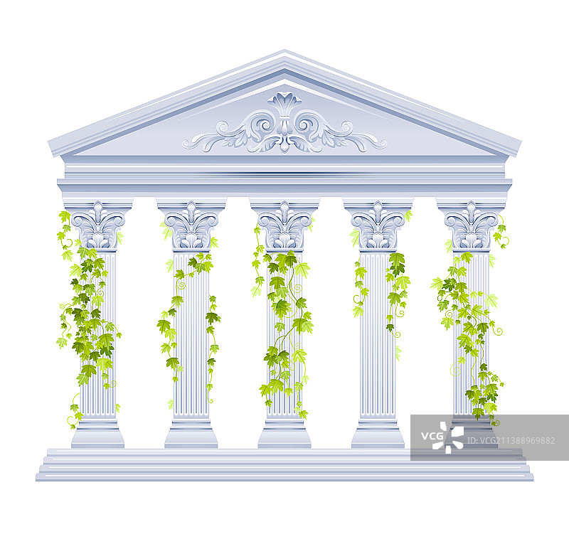 常春藤柱希腊大理石建筑图片素材
