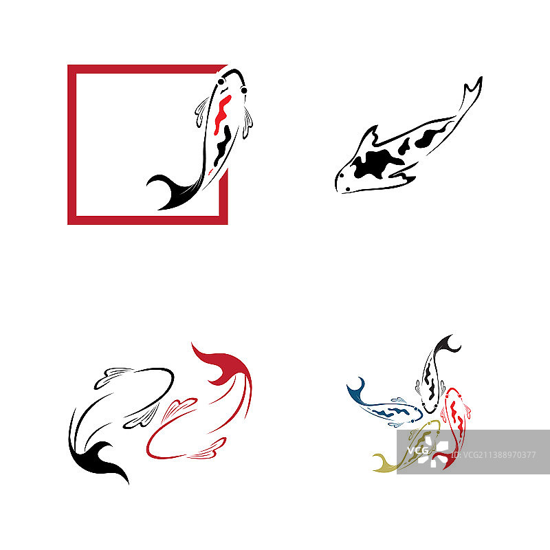 锦鲤鱼logo设计概念图片素材